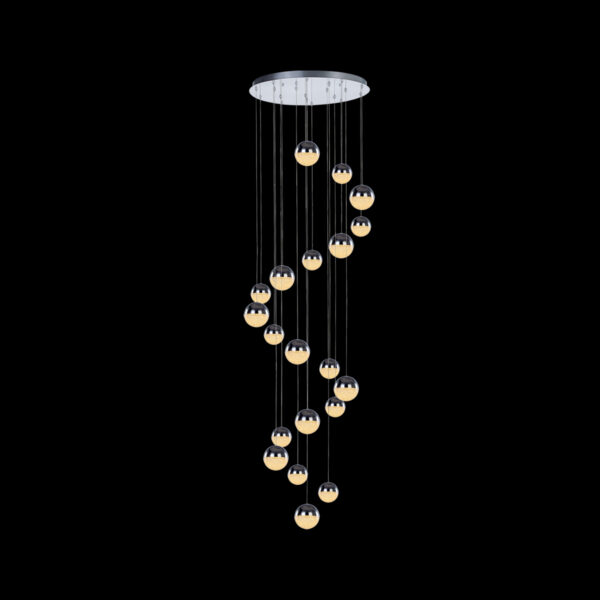 Atomo - Sospensione a 20 luci cromo